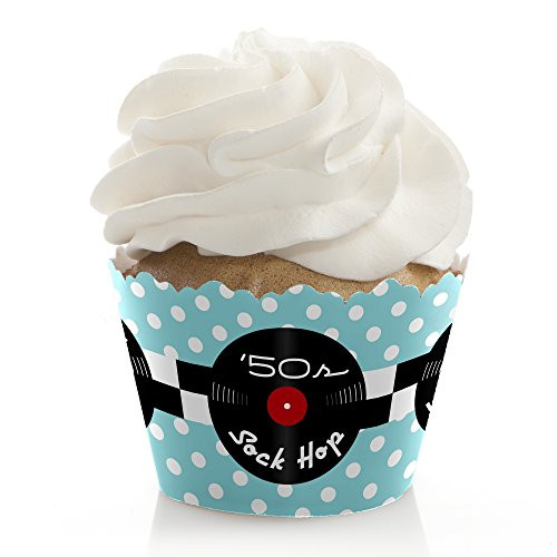 50's Sock Hop - 1950s Rock N Roll Party Decorations - Party Cupcake Wrappers - Set of 12 50's Sock Hop - 1950s Rock N Roll Party Decorations - Party Cupcake Wrappers - Set of 12