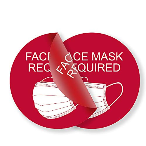 Double-Sided-Wear-Face-Mask-Required-Sign-for-Businesses  8 Inches Round Please-Wear-a-Mask-Sign  COVID-signs  COVID-19-signs-for-businesses  No Mask No Entry Sign Face Mask Stickers Red  7