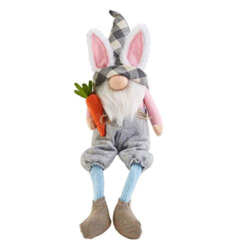 Linxueyi Long Legged Easter Bunny Gnome Decoration Easter Faceless Doll Easter Plush Dwarf Home Party Decorations Kids Toys-Black White
