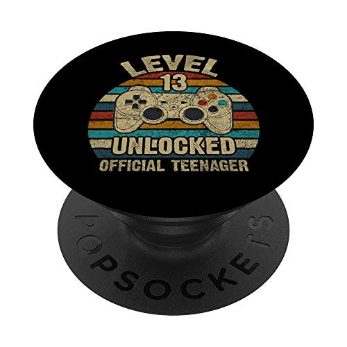 Official Teenager 13th Birthday Level 13 Unlocked Vintage PopSockets Grip and Stand for Phones and Tablets