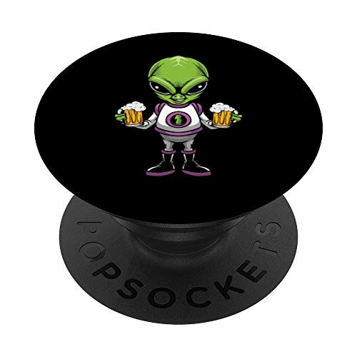 Alien Alcoholic Alcohol Drinker Beer Drinking Bar Pub Gift PopSockets Grip and Stand for Phones and Tablets