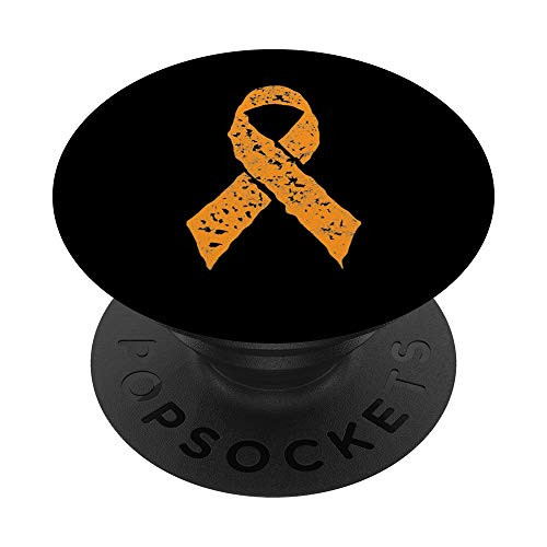 Orange Ribbon Vintage Leukemia Awareness Cancer Patient Gift PopSockets Grip and Stand for Phones and Tablets