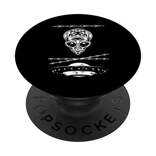 Fence Aliens Ufo Spaceship Invader Ufo ET Sci Fi Galaxy Gift PopSockets PopGrip  Swappable Grip for Phones  and  Tablets