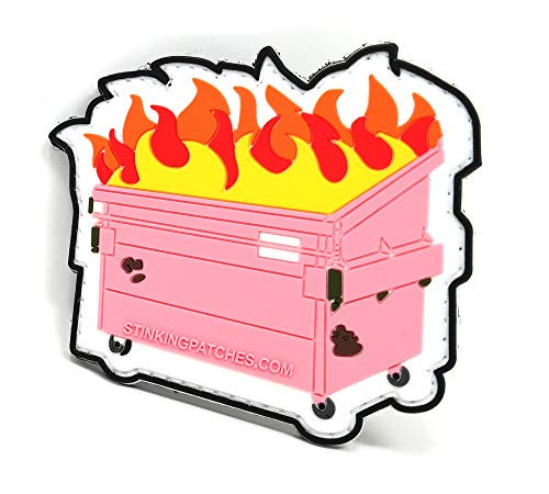 Pink Dumpster Fire Hook and Loop Patch  PVC Rubber Tactical Patch  Funny Tactical Patch