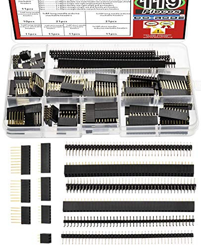 CO RODE 119Pcs 2.54mm Male Female Pin Header Connector Assortment Kit?Stackable Shield Header and Breakaway PCB Board Pin Header for Arduino Prototype Shield