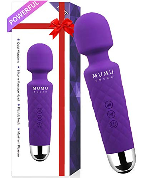 Mumu Sugar Upgraded Powerful Wand Massager  Cordless Wand Massager with 20 Vibration Modes 8 Speeds  Personal Wand Massager Rechargeable Handheld Waterproof for Back Neck Shoulder Legs