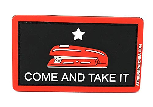 Come and Take It Red Stapler PVC Rubber Tactical Patch  Office Space Inspired  Funny Morale Patch