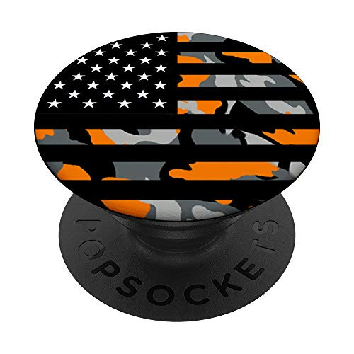 Orange gray camo American flag - camouflage hunting gift PopSockets PopGrip Swappable Grip for Phones and Tablets Orange gray camo American flag - camouflage hunting gift PopSockets PopGrip Swappable Grip for Phones and Tablets