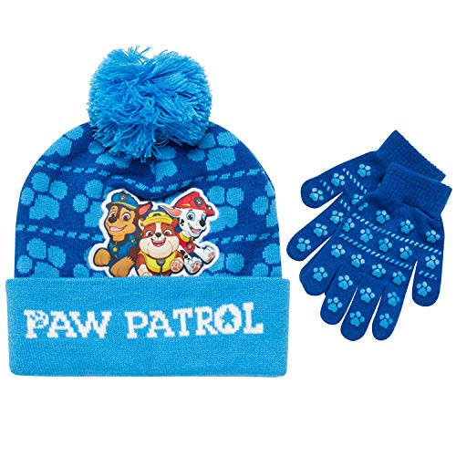 Nickelodeon Paw Patrol Boys Winter Hat and Mitten or Glove Set  Age 2-7   Paw Patrol Blue Glove  Age 4-7
