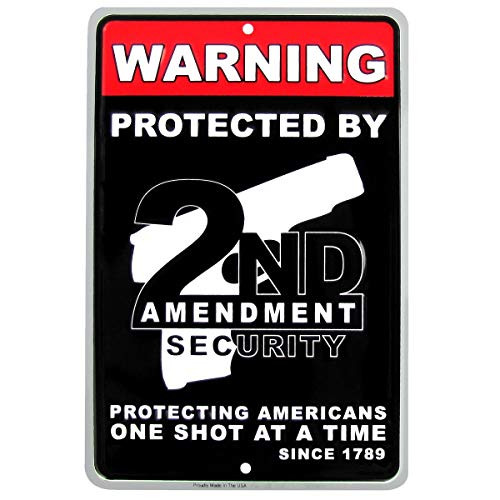 TG LLC Treasure Gurus Warning Home Protected by 2nd Amendment Metal Security Sign Gun Rights Wall Decor