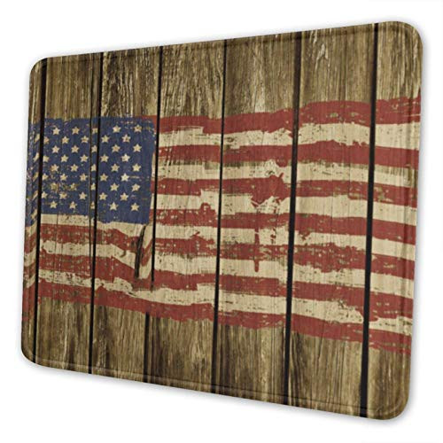 Rectangular Mouse pad for Games Personalized Design Non-Slip Rubber Base Mouse pad for Computer?Retro Flag On Vintage Wood Texture