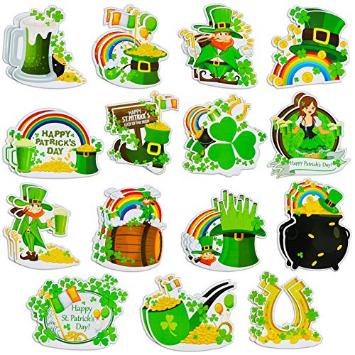 30 Pieces St. Patrick's Day Decorations  Shamrock Cutouts Irish Paper Cut-Outs Ireland Scalloped Leprechaun Shamrock Cut-Outs for St. Patrick's Day Bulletin Board Party Classroom Decorations