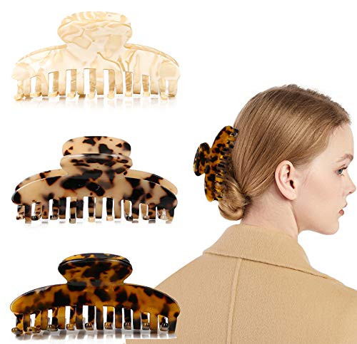 3Pcs Hair Claw Clips for Women Claw Clips Large Claw Hair Clips French Design Nonslip Strong Hold Hair Clips for Thick Hair Thin Hair Girls Hair Accessories