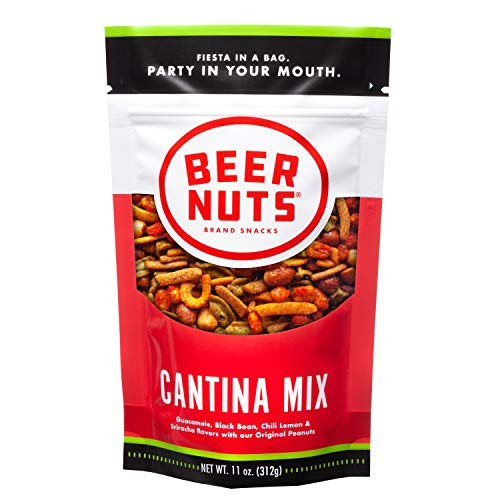BEER NUTS Cantina Mix - 11oz Resealable Bag    Original Peanuts  Chili Lemon Roasted Corn  Black Bean Sticks  Guacamole Bites