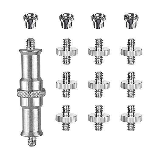 PAMOWO Camera Screws Tripod Mount Adapter 1 4" Male to 1 4" Male Spigot Stud Converter with 3 8" Screws Nuts for DSLR Camera Tripod Monopod Ballhead Flash Light Quick Release Plate