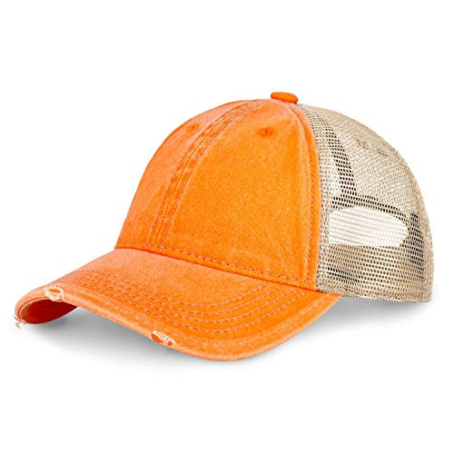 CHOK.LIDS Trucker Cap Pigment-Dyed Cotton Hat Adjustable Low Profile TC102  Orange
