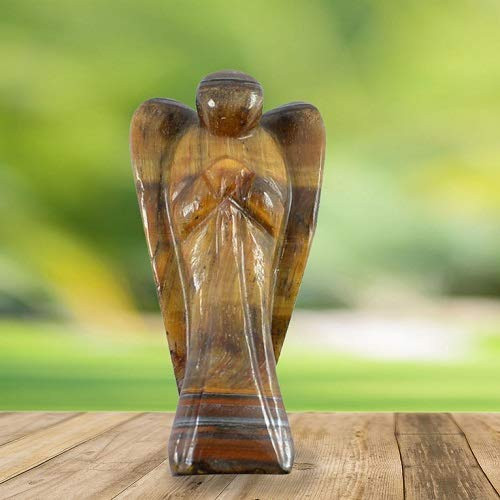 FASHIONZAADI Tiger Eye Gemstone Guardian Pocket Angel Figurine for Reiki Healing Crystal Statue Hand Carved I Chakra Balancing Aura Cleansing and EMF Protection Crystals Size - 2.5-3 Inch Approx FASHIONZAADI Tiger Eye Gemstone Guardian Pocket Angel Figurine for Reiki Healing Crystal Statue Hand Carved I Chakra Balancing Aura Cleansing and EMF Protection Crystals Size - 2.5-3 Inch Approx