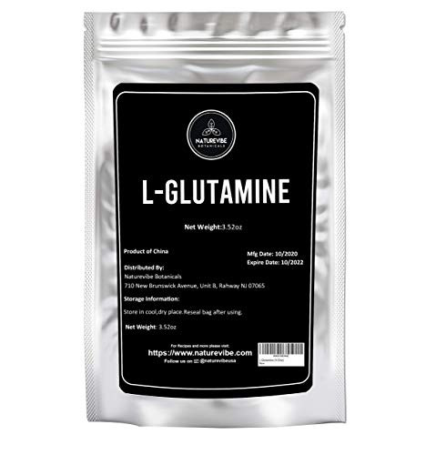 Naturevibe Botanicals L-Glutamine Powder  3.52 Ounces  Non-GMO and Gluten Free  100gm