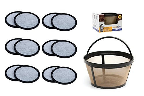GoldTone Brand 8-12 Cup Reusable Mr. Coffee Basket-Style Coffee Filter  and  Set of 12 Water Filters for Mr. Coffee Coffee Maker and Brewer