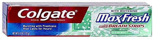 Colgate MaxFresh with Whitening Breath Strips Clean Mint Toothpaste 6.0 Ounce  Pack of 2