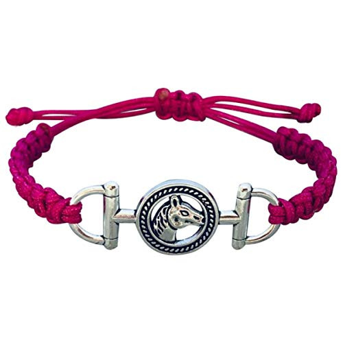 Girls Horse Bit Charm Bracelet  Horse Lovers Equestrian Jewelry - Adjustable Friendship Braided String Stirrup Bracelet for Women  Teens and Girls  Pink Girls Horse Bit Charm Bracelet  Horse Lovers Equestrian Jewelry - Adjustable Friendship Braided String Stirrup Bracelet for Women  Teens and Girls  Pink