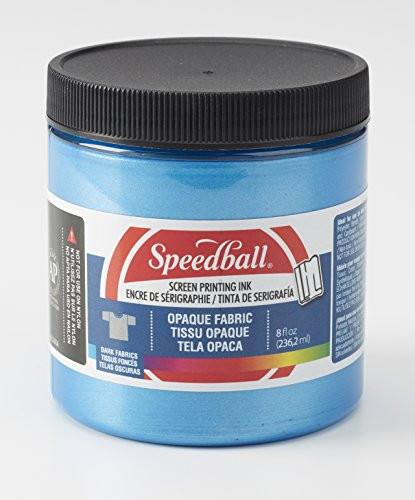 Speedball Opaque Iridescent Fabric Screen Printing Ink  8-Ounce  Blue Topaz