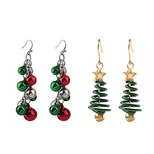 2Pcs Christmas Dangle Hook Earrings Thanksgiving Themed Earrings Cute Bell Hoop Earrings Tree Jingle Bells Design green red jingle bell 2Pcs Christmas Dangle Hook Earrings Thanksgiving Themed Earrings Cute Bell Hoop Earrings Tree Jingle Bells Design green red jingle bell