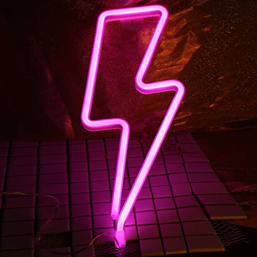 Neon Light Lightning Bolt Led Neon Sign Wall Light Battery and USB Operated Lightning Neon Lights Lightning-Pink Neon Light Lightning Bolt Led Neon Sign Wall Light Battery and USB Operated Lightning Neon Lights Lightning-Pink