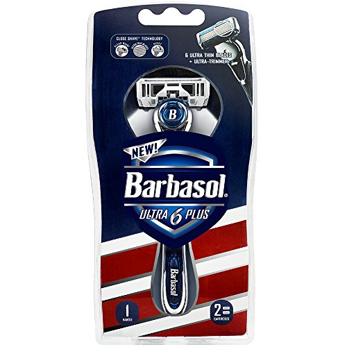 Barbasol Ultra 6 Plus Men's Razor with 2 Razor Blade Refills  1 Handle Plus 2 Cartridges   Mens Razors Blades
