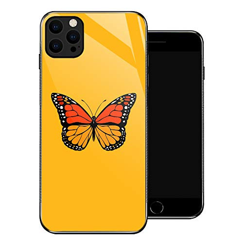 iPhone 12 Pro Max Case Monarch butterfly iPhone 12 Pro Max Cases for Girls Non-Slip Pattern Design Back Cover Shock Absorption Soft TPU Bumper Frame Support Case for iPhone 12 Pro Max 6.7-inch Yellow