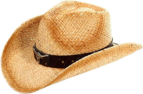 Simplicity Men's & Women's Western Cowboy/Cowgirl Straw Hat Button Band Beige