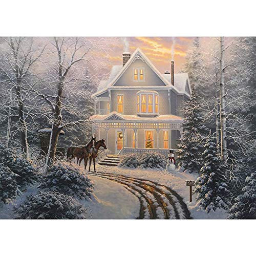 DIY 5D Diamond Painting by Numbers Kits  Winter House Forest Horse Villa Christmas  Full Drill Rhinestones Paint with Diamonds Crystal Diamond Art  Winter