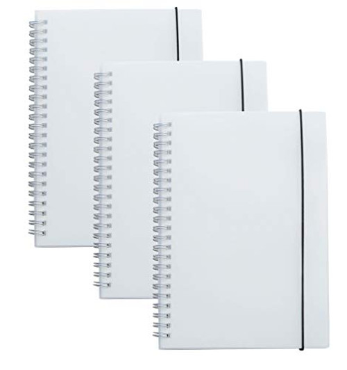 Yansanido 3pcs Blank Notebook Spiral Notebook Journal Notebook  A5  160 Pages  80 Sheets  100gsm Thick Dotted Paper with Clear Plastic Hard Cover  A5 5.7" x 8.3"- Blank 3pcs