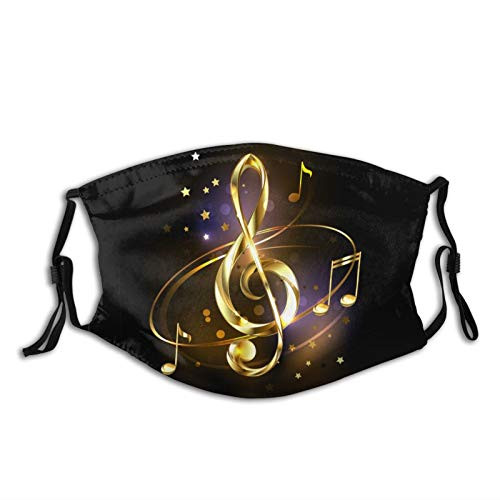 Music Note Face Mask With Filter Pocket Washable Face Bandanas Balaclava Reusable Fabric Mask For Men Women