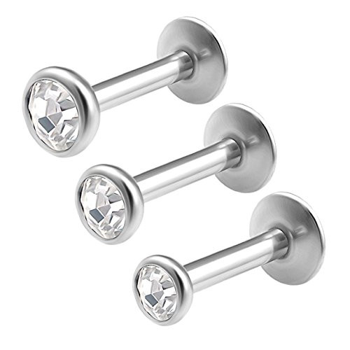 bodyjewellery 3pcs 16g 5 16 Internally Threaded Lip Piercing Jewelry Labret Cartilage Tragus Crystal Monroe Conch Auricle Lobe Earrings
