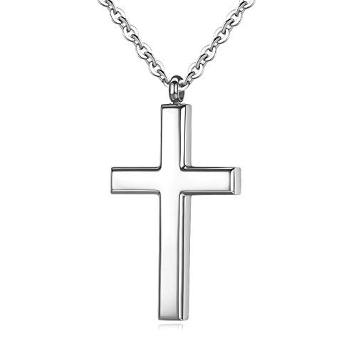 REVEMCN Simple Mens Stainless Steel Cross Pendant Chain Necklace for Men Women  20-24 Inches Chain  20  Silver Tone - Link Chain REVEMCN Simple Mens Stainless Steel Cross Pendant Chain Necklace for Men Women  20-24 Inches Chain  20  Silver Tone - Link Chain