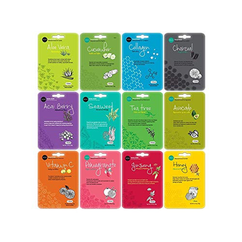 Celavi Essence Facial Face Mask Paper Sheet Korea Skin Care Moisturizing 12 Pack Classic