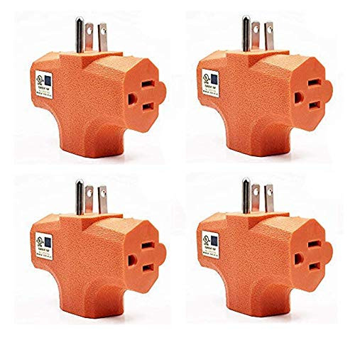 GFQHF 3-Outlet Heavy-Duty Grounded Power Tap?3 Way Electrical Outlet T Straight Shaped Plug Extender  Grounded Wall Adapter UL Listed  4  Orange