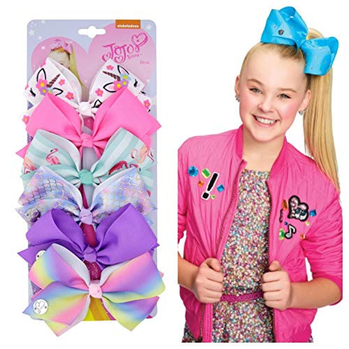 JOJO SIWA Hair Clips - 6 pieces set jojo jojo siwa rainbow printed knot ribbon bow for girls handmade boutique hair clip children hair accessories  2