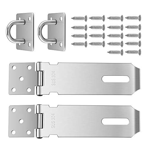 Ksmiley Door Locks Hasp Latch  5 Inch Stainless Steel Security Door Clasp Packlock Clasp Thick Door Gate Bolt Lock Hasp with Screws  Brushed Finish  2 Pack