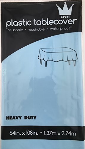 6 Pack Plastic Table Cloth 54 x 108  Plastic Party Table Cover  Reusable Plastic Table Cloth  Disposable Rectangular Table Cover  Baby Blue  6