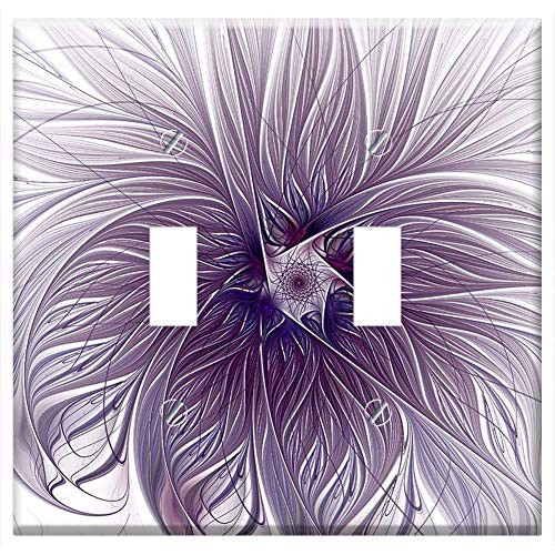 Switch Plate Double Toggle - Purple Lavender Wisps White Background Fractal Switch Plate Double Toggle - Purple Lavender Wisps White Background Fractal