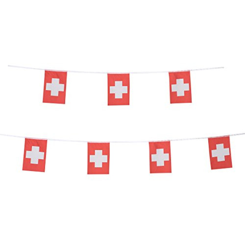TSMD Switzerland Flag 100 Feet Swiss Flag National Country World Pennant Flags Banner String Party Decorations for Grand Opening Olympics Bar School Sports Events International Festival Celebration TSMD Switzerland Flag 100 Feet Swiss Flag National Country World Pennant Flags Banner String Party Decorations for Grand Opening Olympics Bar School Sports Events International Festival Celebration