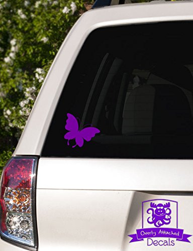 Overly Attached Decals Whimsical Butterfly Vinyl Car Decal - 6" Purple