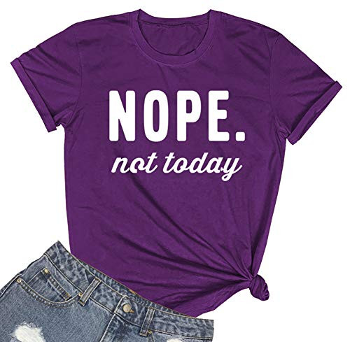 YITAN Women Graphic Printed Tops Cute T Shirts Purple X-Large