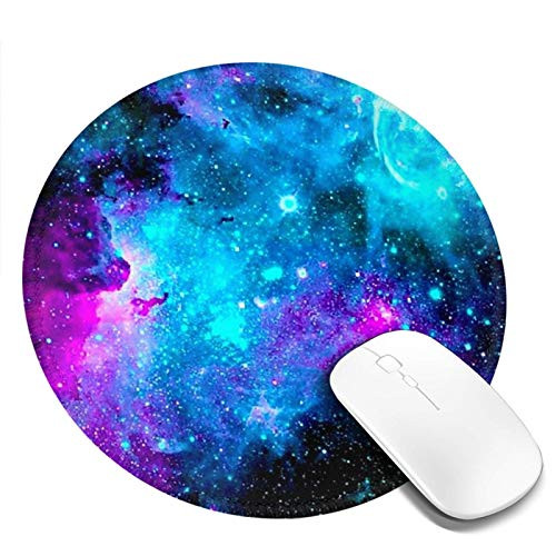 Blue Purple Galaxy Mouse Pad Game Mouse Pad Computer Mouse Pad Office Mouse Pad Round Non-Slip Mouse Pad