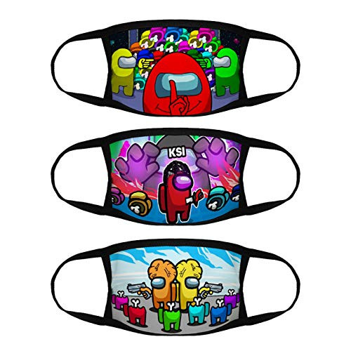 EICHITOO 3pcs Among Us Crewmates Cloth Face Mask Bandana With Impostor Games For Boys And Girls Balaclava AUS.5-One Size