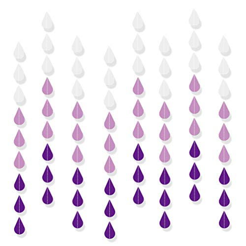 Raindrop Streamers Garlands Paper Party Banners Baby Shower Wedding Birthday Party Decorations, Purple