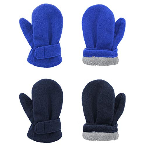 Zando Toddler Gloves Kids Winter Gloves Kids Mittens Fleece Lined Gloves Baby Mittens Soft Warm Gloves Ski Gloves for Baby Girl Baby Boy Mittens Navy  and  Blue 12-24 Months Baby