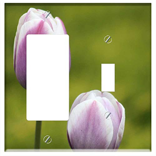 Rocker GFCI Toggle Combination Wall Plate Cover - Nature Plant Tulip Flower Purple Rocker GFCI Toggle Combination Wall Plate Cover - Nature Plant Tulip Flower Purple